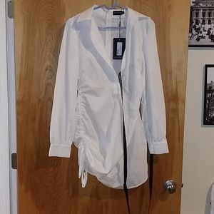 Pretty Little Thing ruched side shirt dress size 6